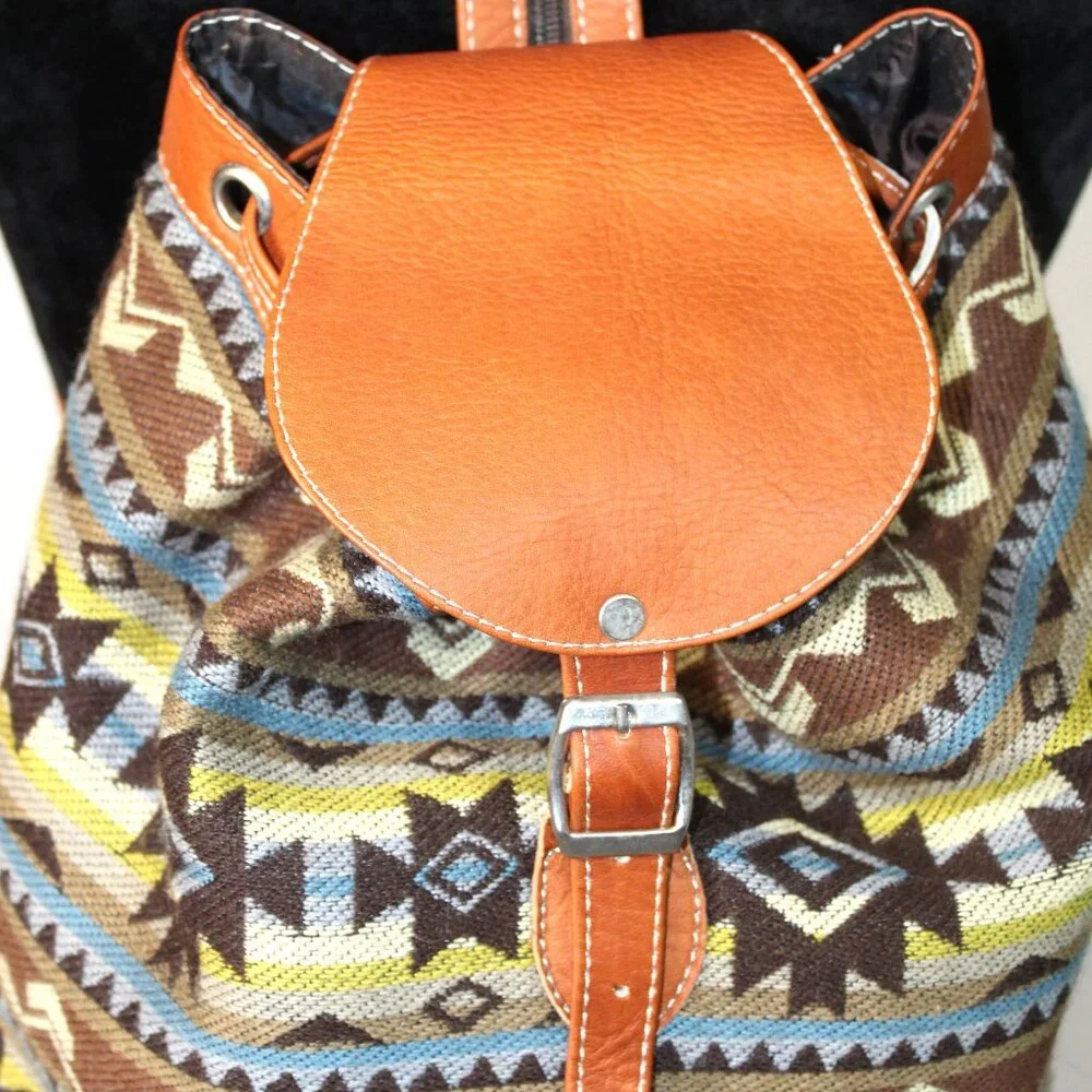 Yacon Handcrafted Wool and Faux Leather Backpack - Picture 5 of 16